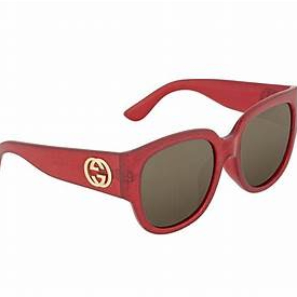 Gucci - Red Glitter Square Sunglasses